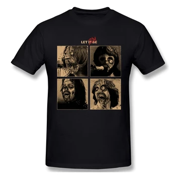 

T-Shirt for Men LET IT (ZOM)BE 100% Cotton Tees Crewneck Short Sleeve T Shirt 6XL Funny Plus Size Clothes