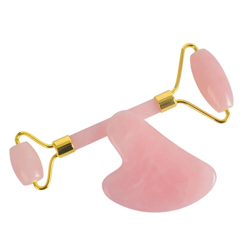 Натуральный нефритовый ролик, антивозрастной розовый КВАРЦЕВЫЙ ролик для похудения, массажер для лица, инструмент для лифтинга, массажный ролик для лица, для глаз, шеи