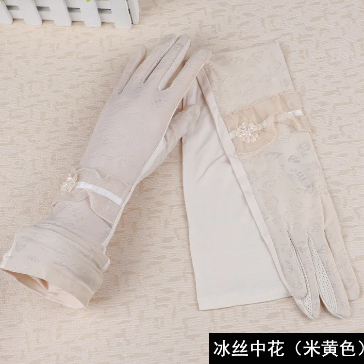 Солнцезащитные тонкие и длинные анти-ультрафиолетовые женские перчатки, сенсорный экран противоскользящие перчатки для верховой езды, длина 56 см - Цвет: see chart