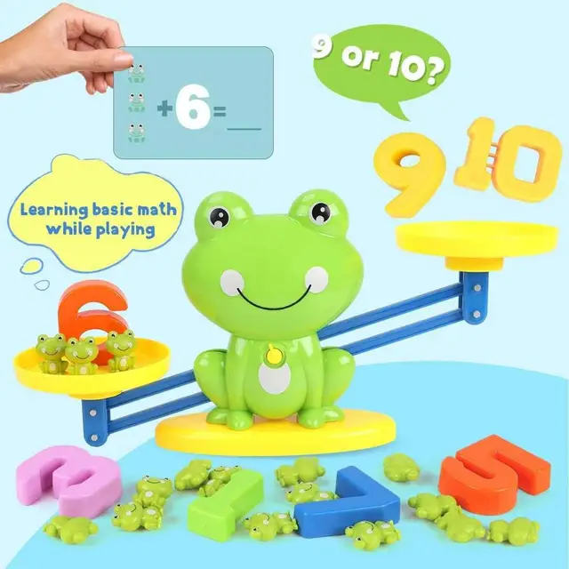 Animal Balance Math Toy Montessori Balancing Scale Number Board Game Educational Toy Monkey Frog Animal Figure Preschool Toy 4