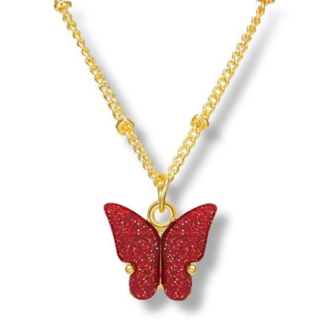 Butterfly Pendant Necklace For Women Colorful Acrylic Statement Choker Chain Korean Fashion Party Girl Jewelry Gift 2022