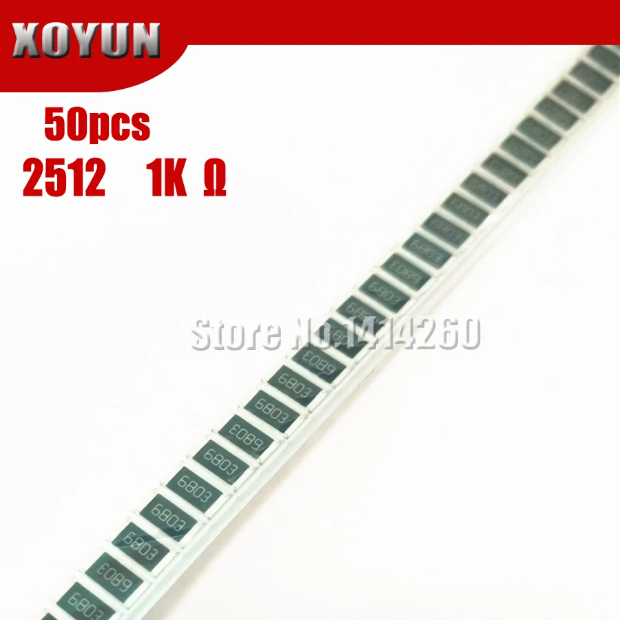 50 шт. 2512 SMD резистор 5% 1K ohm 1 ватт 102