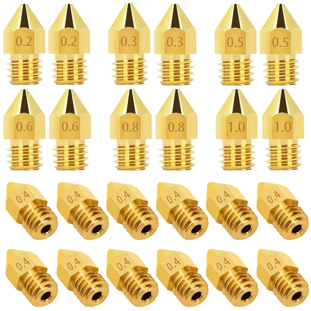 Brass Nozzles 3D Printer Accessories Mk8 Pointed Brass Nozzle Surface Lettering Printing Accessories