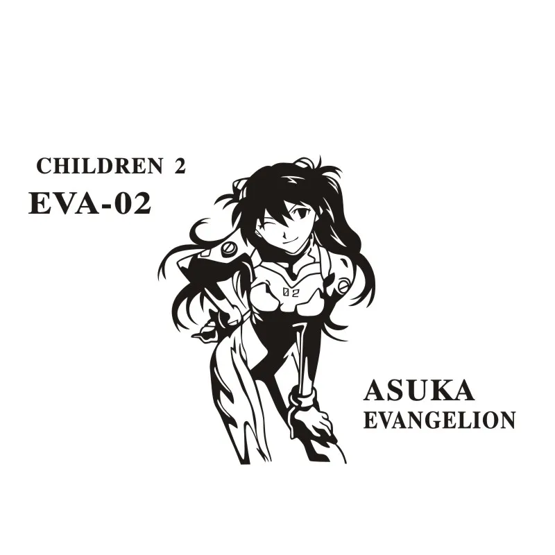 Pegatina NEON GENESIS EVANGELION Sticker Anime Cartoon ASUKA Car Decal Sticker Vinyl Wall Stickers  Decor Home Decoration
