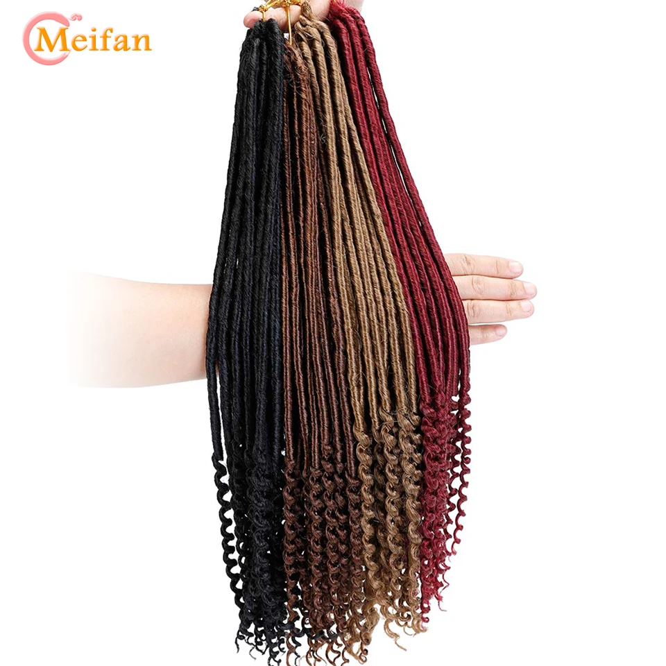 MEIFAN богиня искусственные локоны в стиле Crochet, заплетённые волосы Мягкий изогнутый конец натуральные синтетические косички, коричневого, красного цвета, наращивание волос для Для женщин