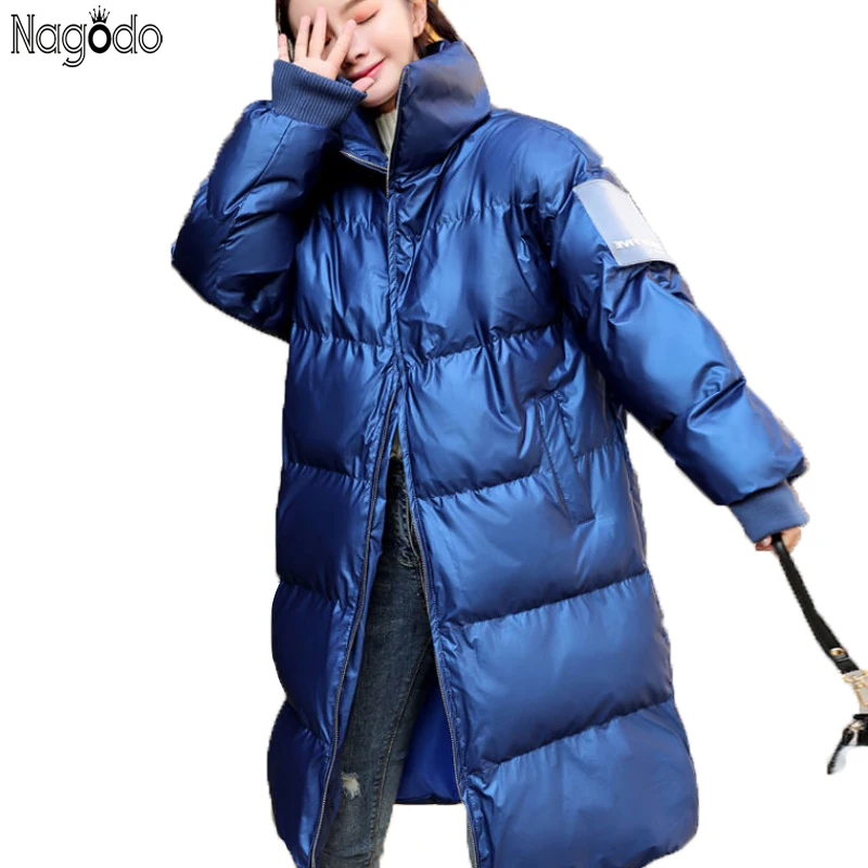 Nagodo, длинная парка ins, для женщин, зима, пальто, большого размера, с хлопковыми вставками, стеганое пальто, Украина, Женская пуховая куртка