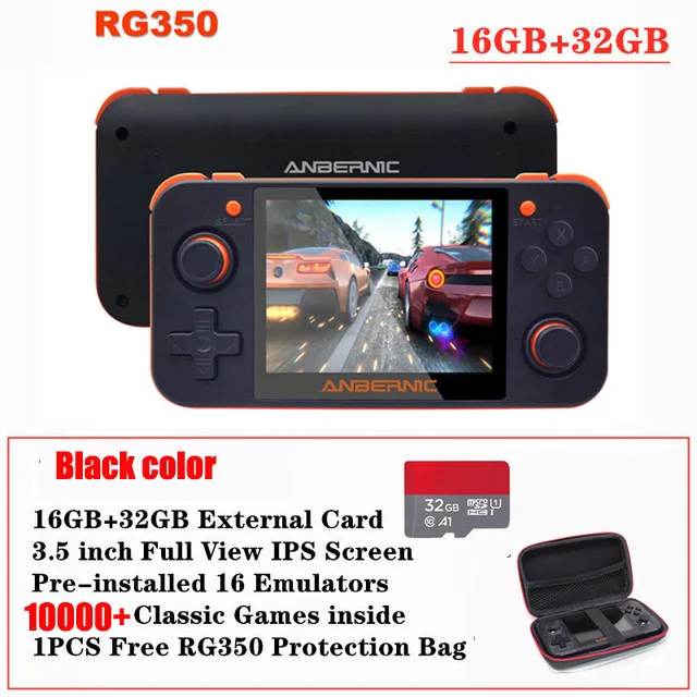 Синий RG350 Ретро игровая консоль 3,5 дюймов ips экран 32 ГБ 10000+ игры ps1 игра 64 бит opendingux 18 эмуляторы Ручной игровой плеер - Цвет: Синий