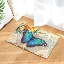 CAMMITEVER Vintage Butterfly Rug Entrance Outdoor Floor Mat Letters Doormats Bathroom Kitchen Area Rugs