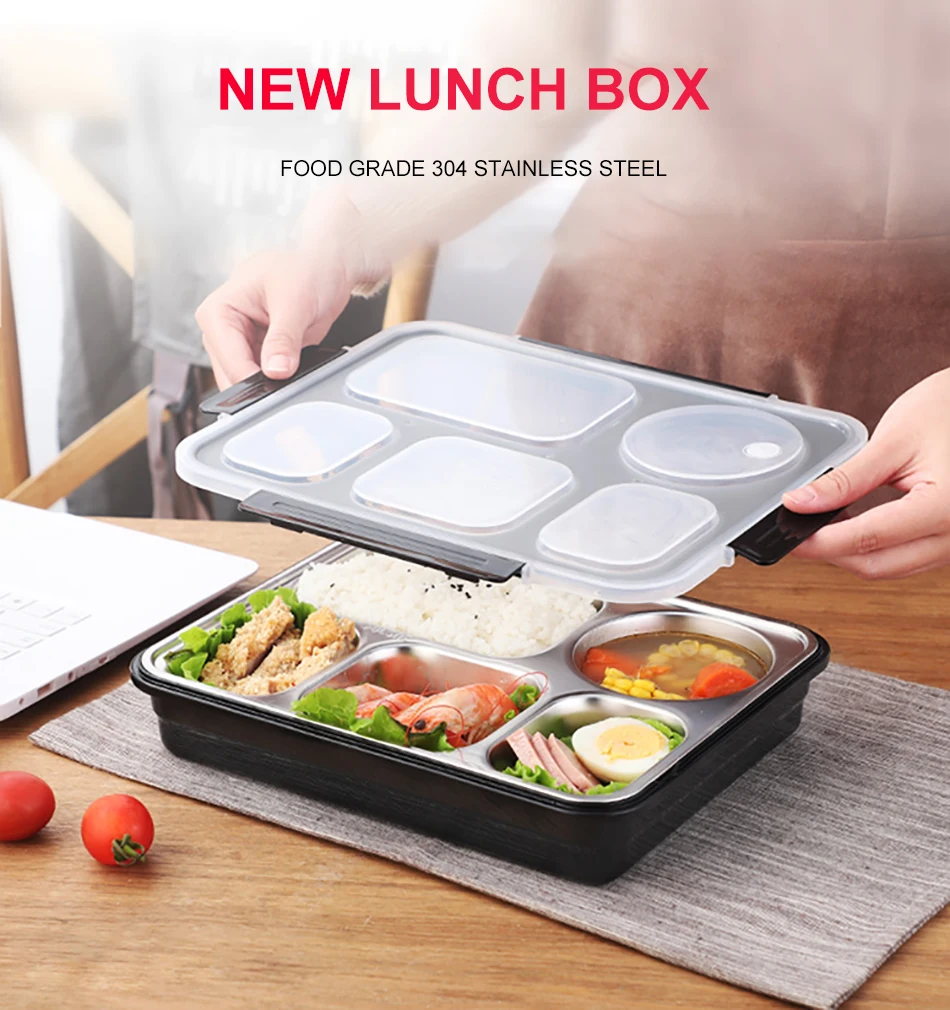 Baispo Leakproof Lunch Box Thermal Bento Box with Tableware Food Container with Compartments For Students Office Worker