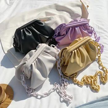 

2020 Lady Designer Handbag Solid color Shoulder Messenger Bag Cloud Bags Chain PU Leather Crossbody bag For Women