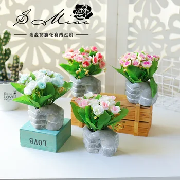 

Artificial Flower Diamond Rose Silk Flower Creative Bonsai Creative Decoration Artificial Plant Potted Plant Imitation Flowers
