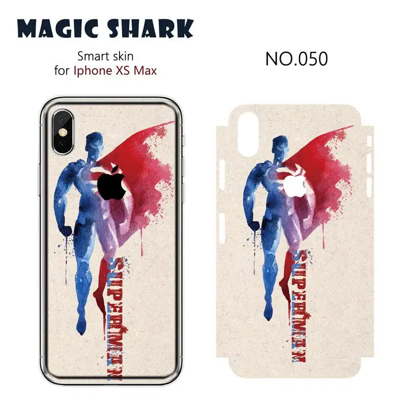 Magic Акула Марвел, Мстители, паук человек Железный человек Бэтмен Супермен, Халк Капитан Америка Обёрточная бумага Стикеры чехол для iPhone XS Max - Цвет: 050