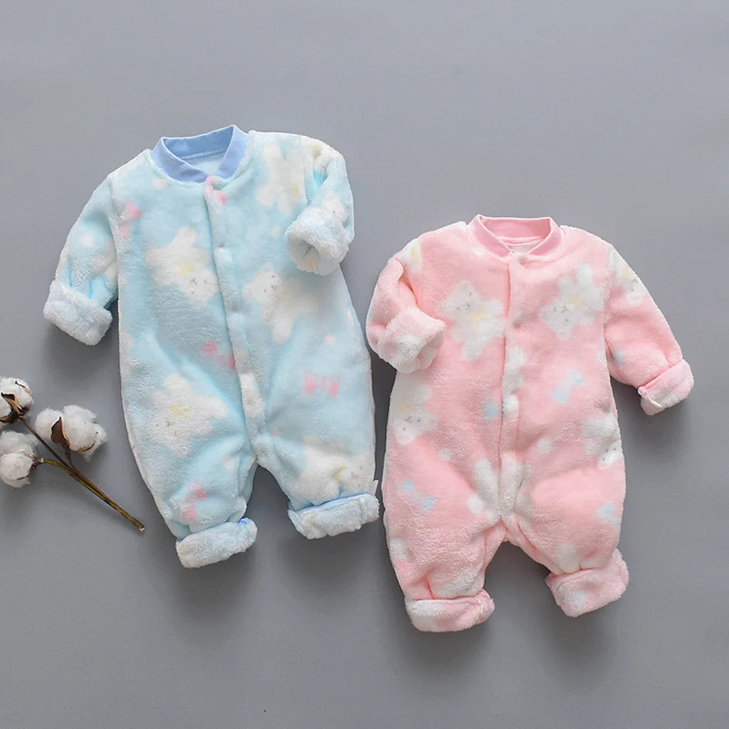 

2020 Newborn Infant Baby Fleece Overalls Cartoon Bear Fleece Warm Romper Jumpsuit Soft Pajamas Unisex Baby Clothes Newborn