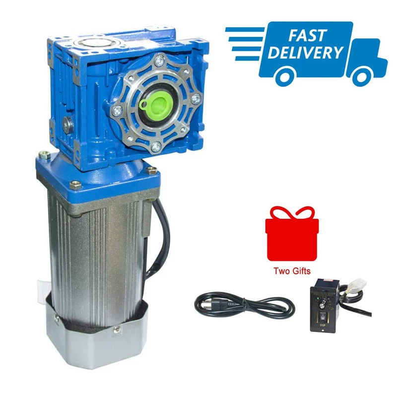 US $274.99 AC Electric Worm Geared Motor 180W 110V 220V 60Hz with Speed Controller Low Speed CWCCW Variable Production Line Lifting