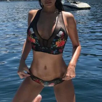 

#Z3 Women Floral Print Bikin Set 2020 New Fashion Bikini Push Up Padded Bra Beachwear Female Bikini Set Swimsuit Swimwear