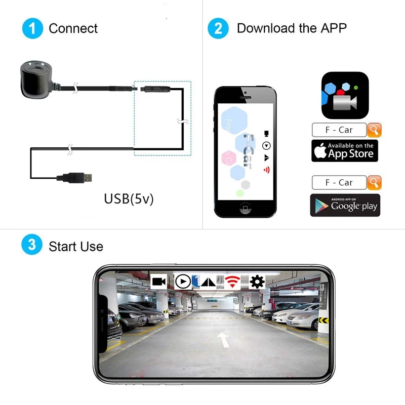 Беспроводная Автомобильная камера заднего вида, Wi-Fi, камера заднего вида, Dash Cam, USB, мини водонепроницаемый рекордер для вождения, для телефонов Android и Apple