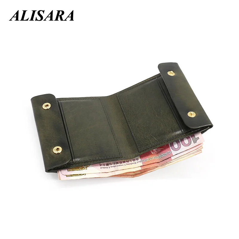 

Bifold Wallet Men Genuine Leather Handmade Top-end Clutch Short Wallets 100% Cowhide Women Credit Card Purses Vintage Money Bag