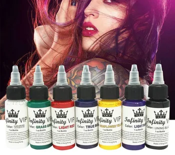 

High quality Natural Plant Pigment 7 Color Set Embroidery Machine Permanent Color Tattoo Pigment Tattoo Ink Beauty