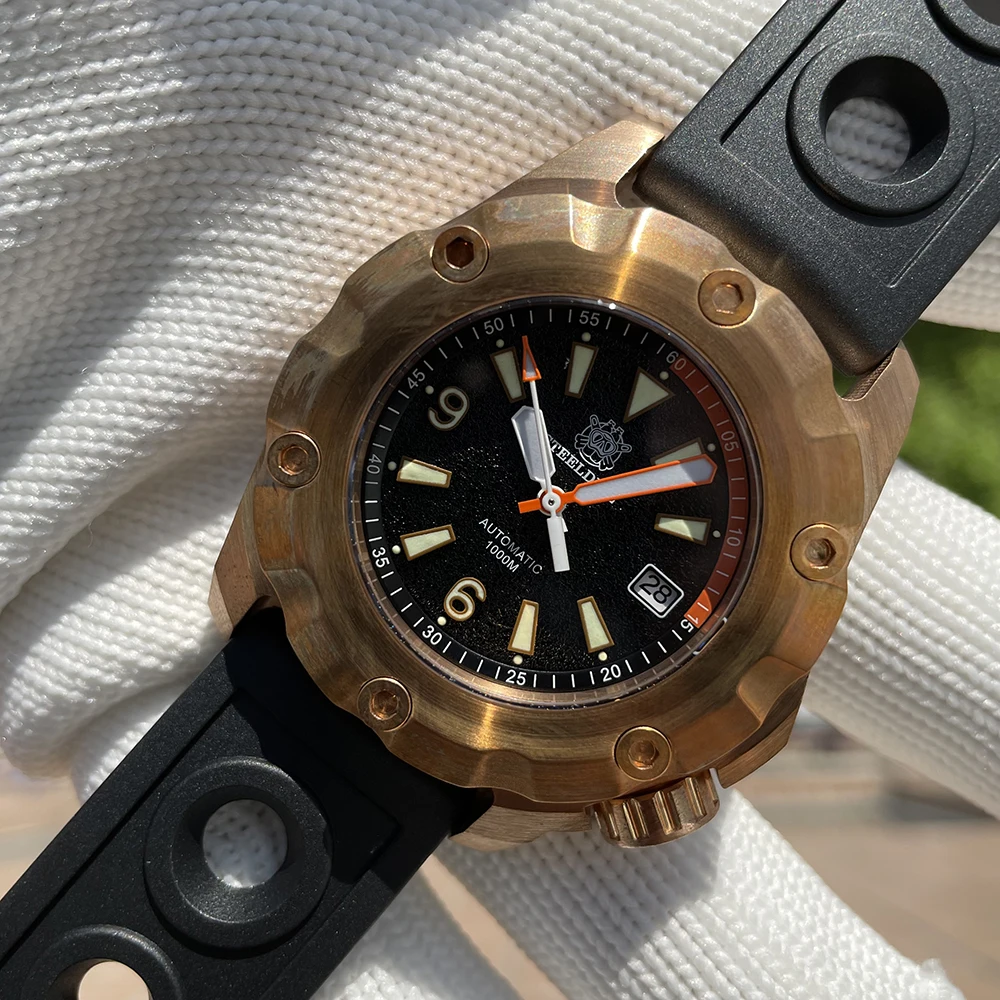 Мужские водонепроницаемые часы для дайвинга SD1942S STEELDIVE NH35 полностью Бронзовый