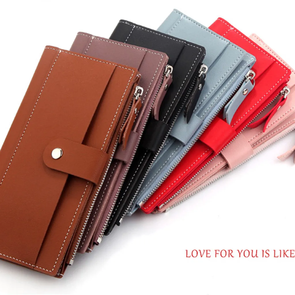 

Women Long Zipper Fashion Multi - slot Hand Bag 3 - fold Clasp Zero Purse