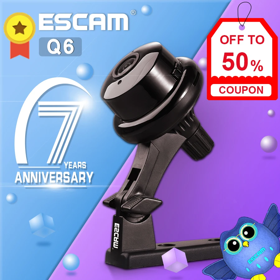 

ESCAM Q6 Mini 720P WiFi IP Camera Wireless Home Surveillance Security Camera CCTV Camara Baby Monitor 2-way Audio