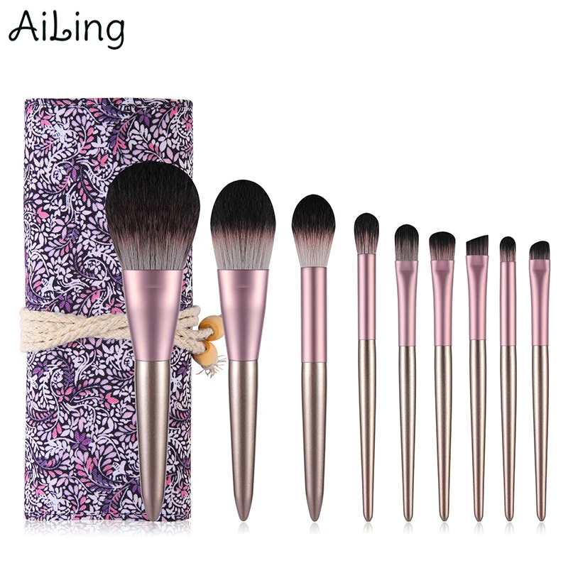 

AiLing 9pcs Synthetic Hair Large Powder Makeup Brushes Beauty Blush Highlighter Eye Shadow Eyebrow Lip Brush Daily Use Tools Set