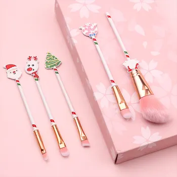 

2019 Christmas Makeup Brushes Xmas Cosmetic Brushes Set Comb for Foundation Powder Blush Concealers Eye Shadows Kit