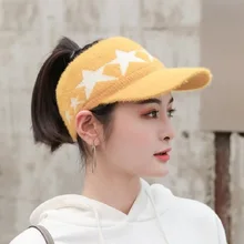 Бейсбольная кепка, осенняя новинка, шапка, теплая, пустой верх, шапка, зимняя бейсболка, модные зимние бархатные шапки для женщин, вязаная шапка