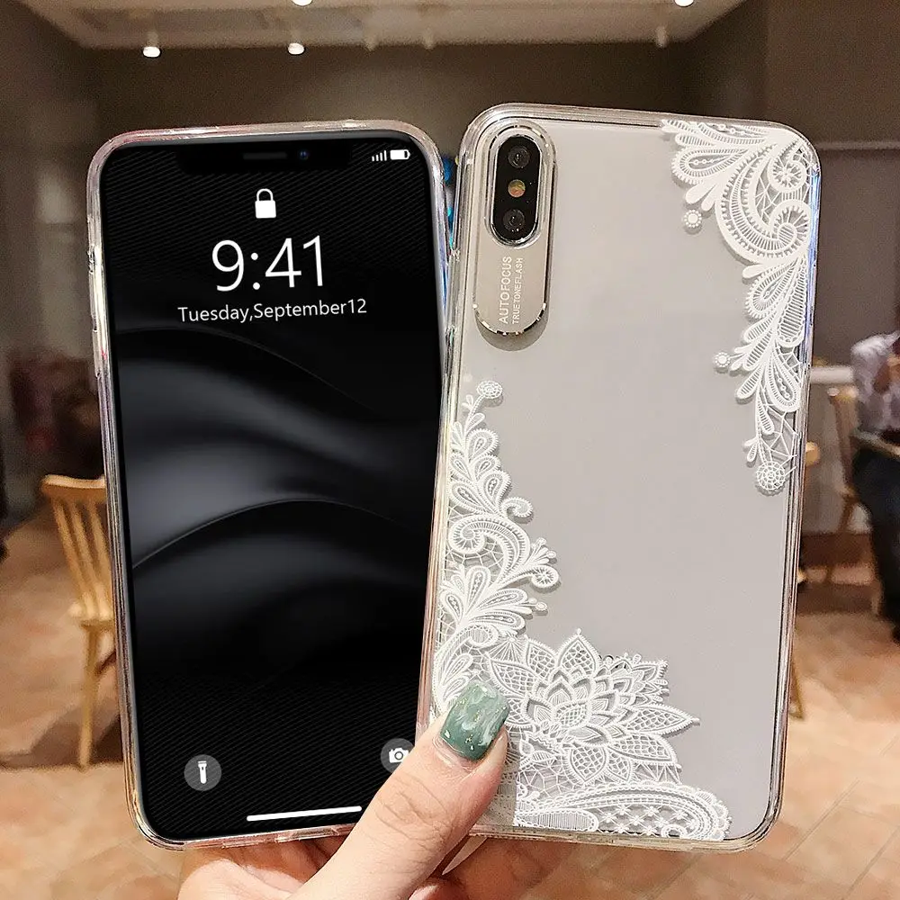 Силиконовый чехол KISSCASE с кружевом для телефона iPhone XS MAX XR X 7 8 Plus 6 6s мягкая задняя