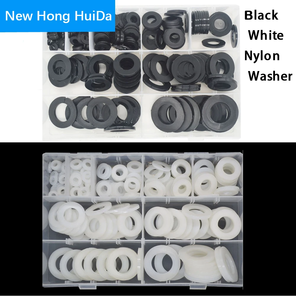 Flat Nylon Washers M2 M20 All Sizes Plastic Insulating Gasket Black White 