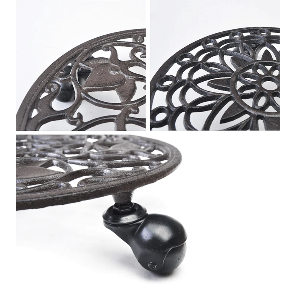 

Plant Stand Durable Cast Iron Tray Low Noise Saucer Pallet Moving Casters Rolling Lock Wheel Flower Pot Holder Modern