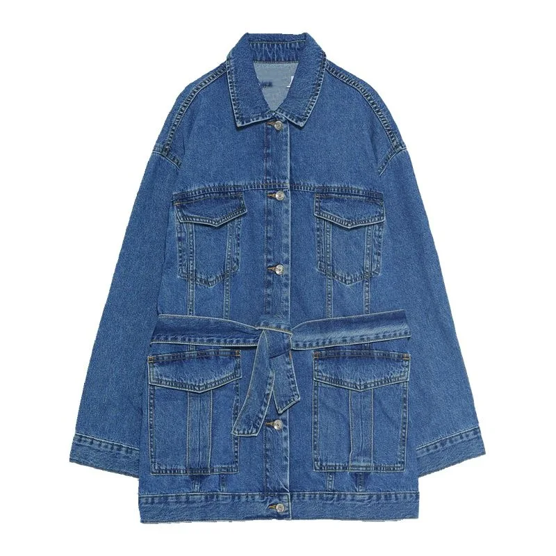 

On15 2019 Autumn New Style Versatile Multi-pockets with Belt Casual Cowboy Jacket