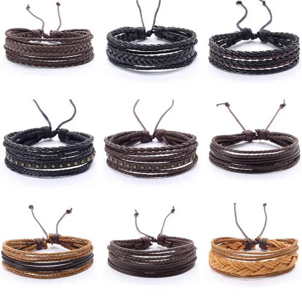 

30 Styles Boho Punk Weave Wrap Multilayer Leather Bracelet Men Homme Accesorios Pulseras Mujer Bracelets for women Jewelry 2019