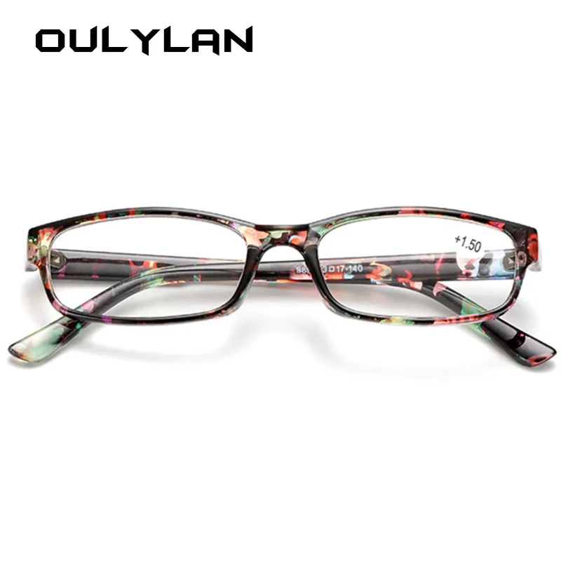 Oulylan, анти-синий светильник, очки для чтения, для женщин и мужчин, с цветочным принтом, для дальнозоркости, очки для мужчин, прозрачные оптические очки, диоптрий+ 1,0 3,0