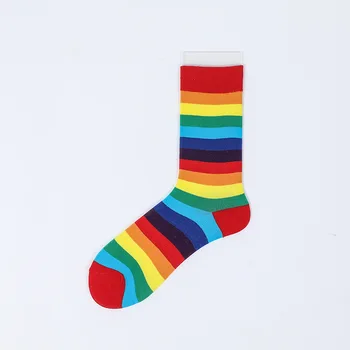 

Men and women can wear Korean academic rainbow striped socks