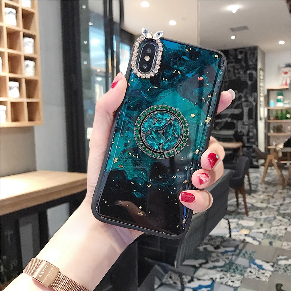 green3 Для samsung Galaxy A80 A90 A70 A60 A50 A50S A30S A40 A30 A20 A10 M40 M10 с модным узором Мягкая подставка со стразами гелевый Чехол для телефона чехол - Цвет: green3