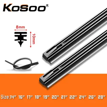 

KOSOO 1PCS Car Wiper Blade Windscreen Natural Rubber Replacement Strip 8MM 14"16"17"18"19"20"21"22"24"26"28" Auto Accessories