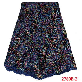 

2019 Hot Sales Royal Blue French Velvet Lace Fabric High Quality African Lace With Sequin Lace For Women Party Dresses GD2780B-1