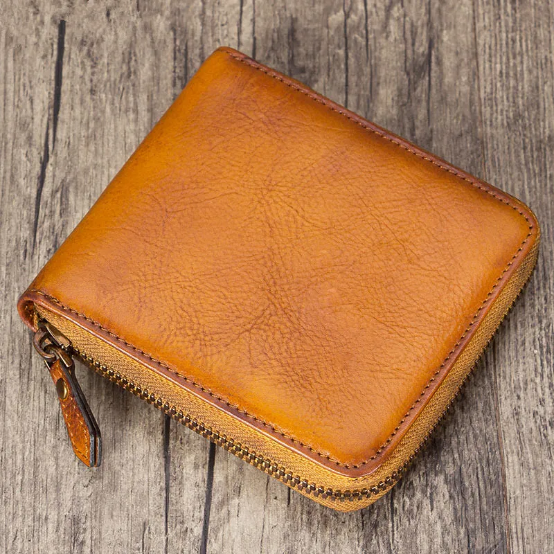 

Women's Coin Purse Handmade Short Wallet Women Genuine Leather Small Zipper Wallets Cowhide Leather Vintage 2020 New Style