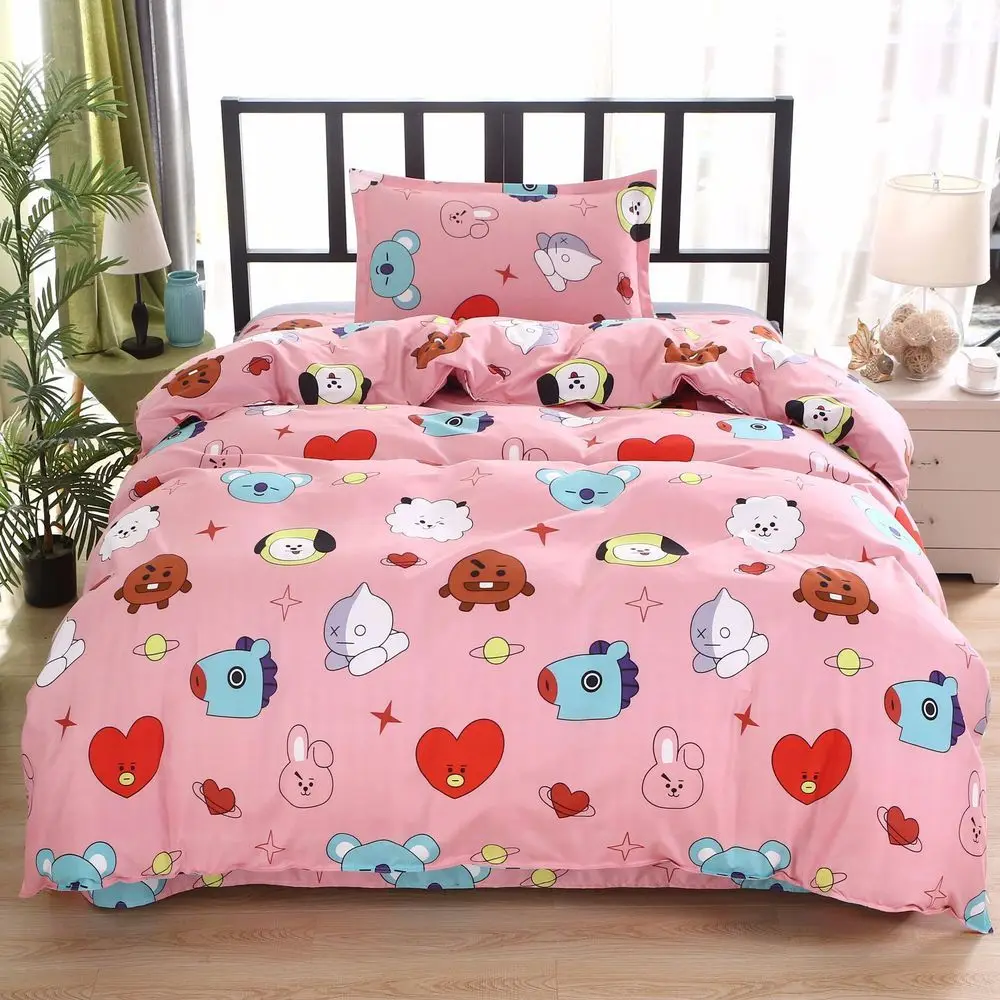 

3pcs/set Cute Quilt Cover Bedding Environmentally Friendly Printing High Qulity 2019 New Fashion Comforter Set 1.5m (5 feet)