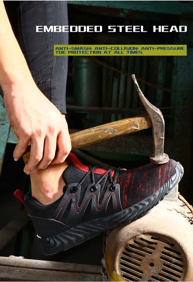Новинка; мужские уличные рабочие ботинки размера плюс со стальным носком; защитная дышащая мягкая Рабочая обувь