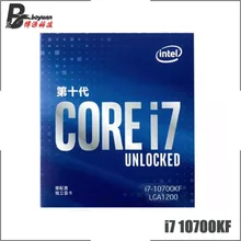 Processeur Intel Core i7-10700KF i7 10700KF 3.8 GHzEight, 16 threads, L2 = 2 mo, L3 = 16 mo, LGA 125, 1200 W, scellé mais sans refroidisseur
