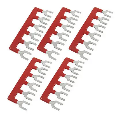 

5 Pcs 6 Postions Pre Insulated Terminal Stripes Block Barrier Red 400V 10A