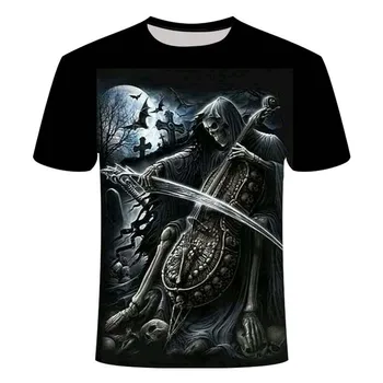 

New men's skull T-shirt animal skull 3dt-shirt men's tops hip-hop 3d printing skull round neck t-shirt tops