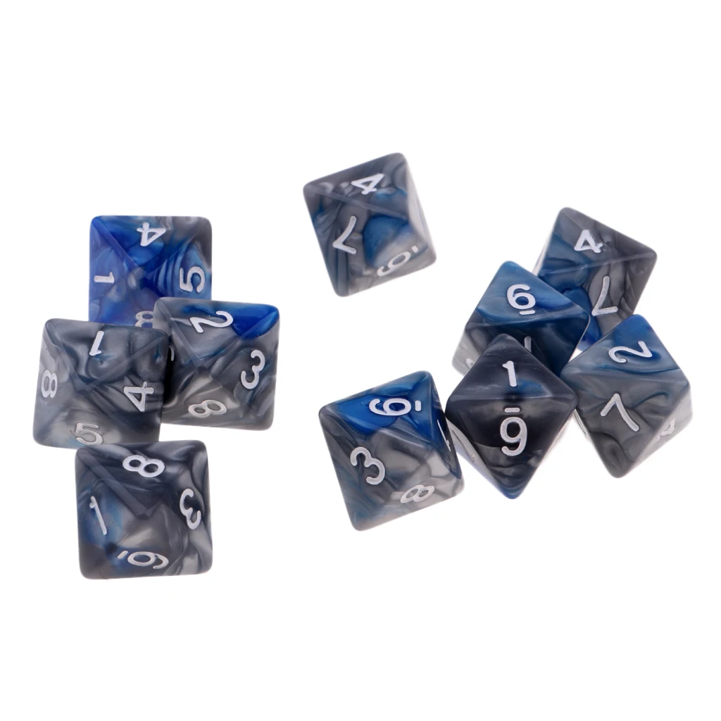 10 Pieces Polyhedral Dice Set Multi-sided Dice D8 for TRPG D& Dragons Game 8-sided Dice Set 