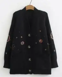 Women Clothes Autumn and Winter Clothes Women Fashion Embroidery Cardigan Women Sweater Women Casaco Feminino - Цвет: 1