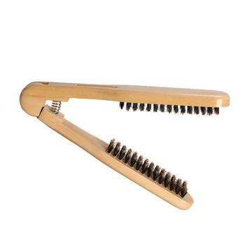 

New Hair Straightener Comb Wooden Anti-static DIY Salon Hairdressing Dual-Brush SCI88