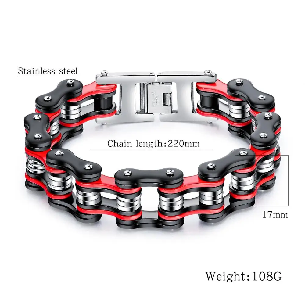 Мужская велосипедная цепь, браслет из нержавеющей стали, для байкеров, велосипедов, мотоциклов, звеньевая цепь, панк, тяжелое ювелирное изделие, 15 мм ширина, Прямая поставка GS877