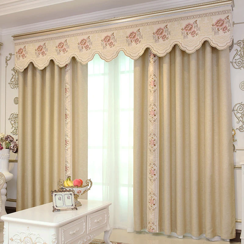 

New High-End Blackout Curtain Fabric Solid Color Linen Curtain Living Room Bedroom Hotel Sunshade Finished Product Customization