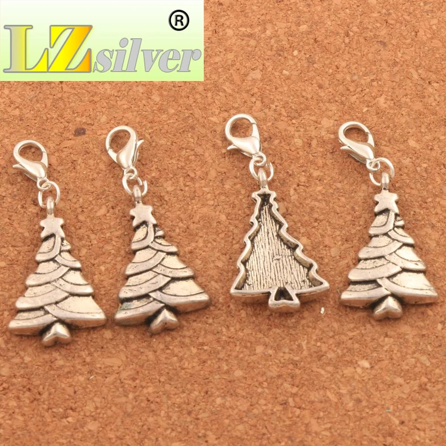 tar Christmas Tree Clasp European Lobster Trigger Clip On Charm Beads 17.6x42.5mm 80PCS zinc alloy C744